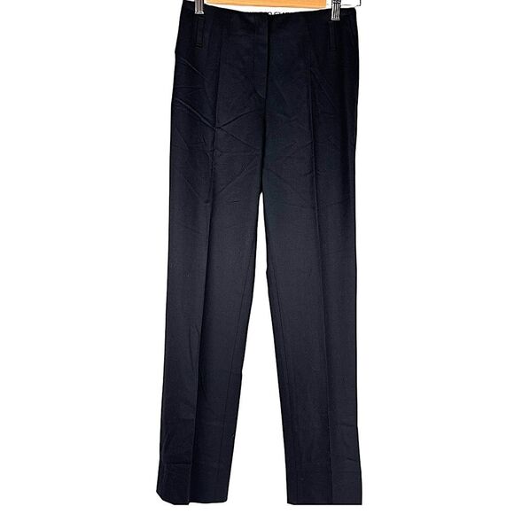 Akris Black Stretch Wool Straight Leg Mid Rise Trouser Dress Pants Womens Size 4 - Picture 1 of 8